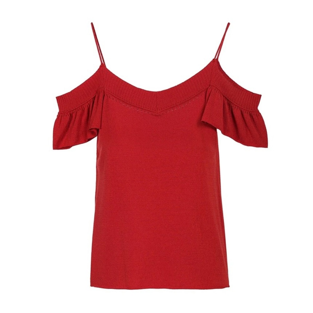 Cop Copine red Knit cold shoulder tank